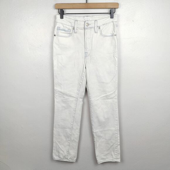 Good American Straight Leg Jeans Womens 2 26‎ Light Acid Wash White Stretch - Picture 1 of 9